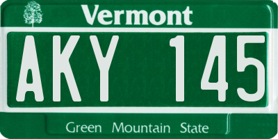 VT license plate AKY145