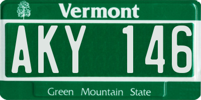 VT license plate AKY146