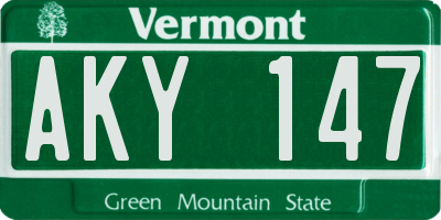 VT license plate AKY147