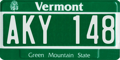 VT license plate AKY148