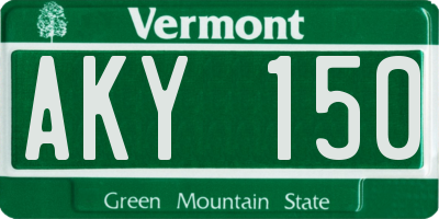 VT license plate AKY150