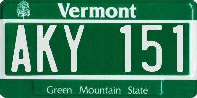 VT license plate AKY151