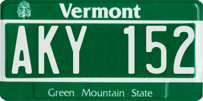 VT license plate AKY152