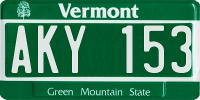 VT license plate AKY153