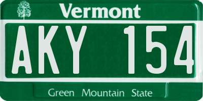 VT license plate AKY154