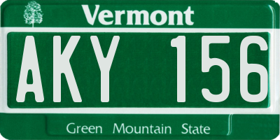 VT license plate AKY156