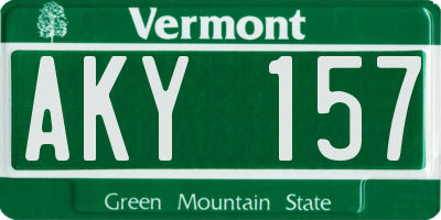 VT license plate AKY157