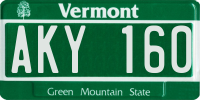 VT license plate AKY160