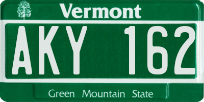 VT license plate AKY162