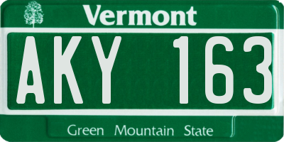 VT license plate AKY163