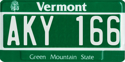 VT license plate AKY166