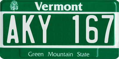 VT license plate AKY167