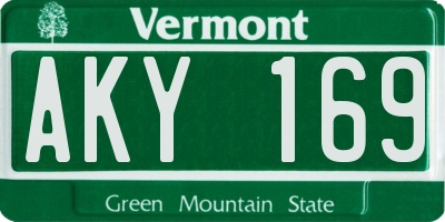 VT license plate AKY169