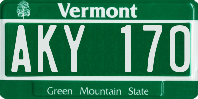 VT license plate AKY170