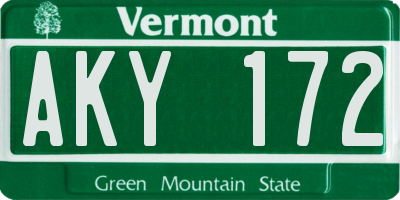 VT license plate AKY172