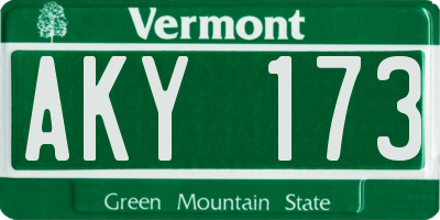VT license plate AKY173