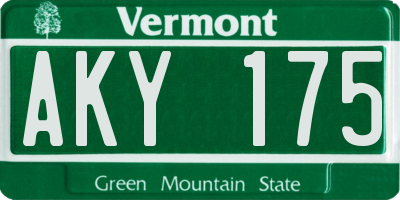 VT license plate AKY175