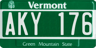 VT license plate AKY176