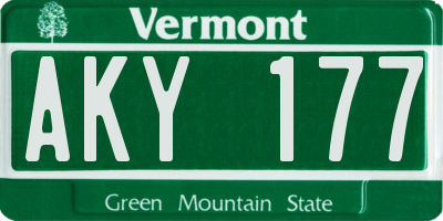 VT license plate AKY177