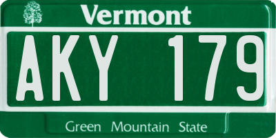 VT license plate AKY179