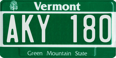 VT license plate AKY180