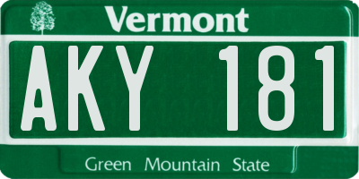 VT license plate AKY181