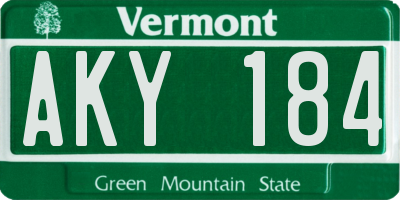 VT license plate AKY184