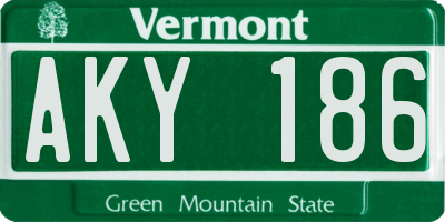 VT license plate AKY186