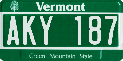 VT license plate AKY187