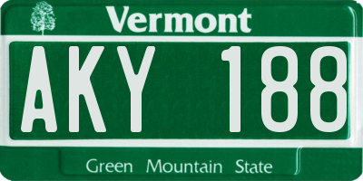 VT license plate AKY188
