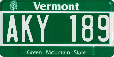 VT license plate AKY189