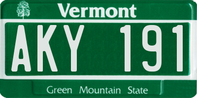 VT license plate AKY191