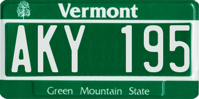VT license plate AKY195