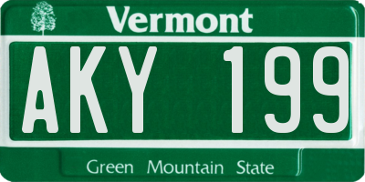 VT license plate AKY199