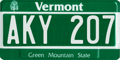 VT license plate AKY207