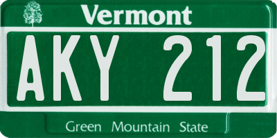 VT license plate AKY212