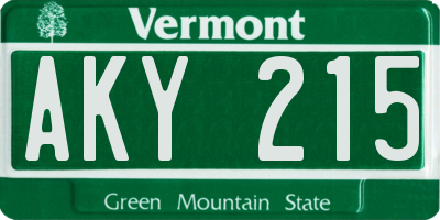 VT license plate AKY215