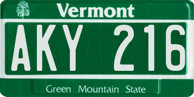 VT license plate AKY216
