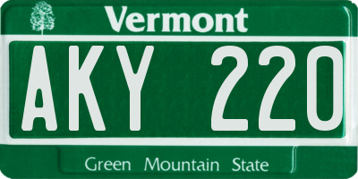 VT license plate AKY220