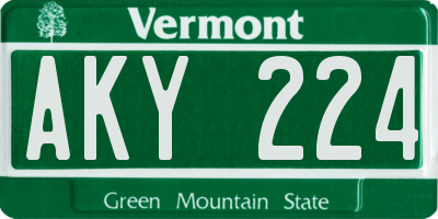 VT license plate AKY224