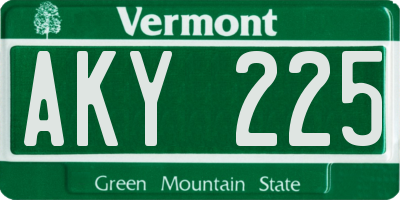 VT license plate AKY225