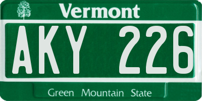 VT license plate AKY226