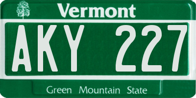 VT license plate AKY227