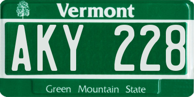 VT license plate AKY228