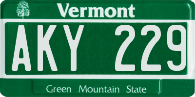 VT license plate AKY229
