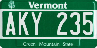 VT license plate AKY235