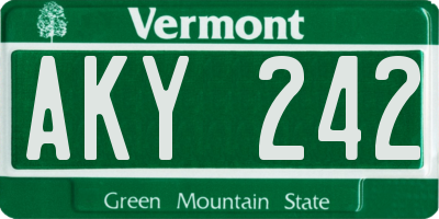 VT license plate AKY242