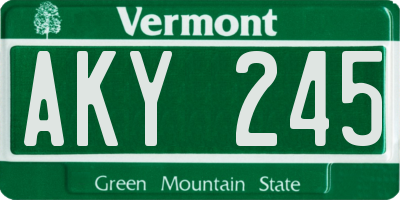 VT license plate AKY245