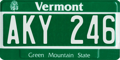 VT license plate AKY246