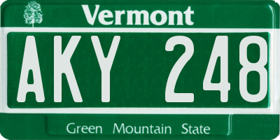 VT license plate AKY248